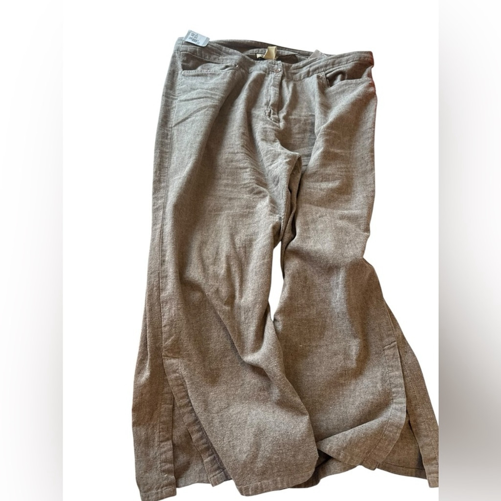 LINEN COTTON GINNY
Linen Blend Wide Leg Pants Taupe Brown Summer Resort Wear